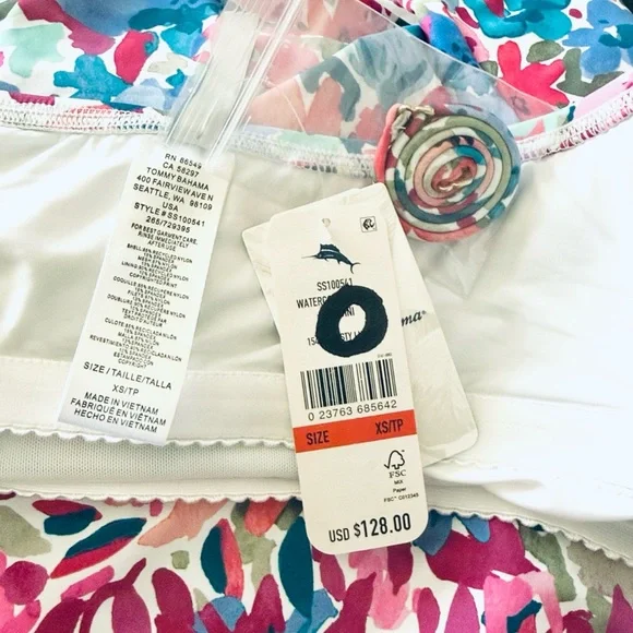Tommy Bahama Watercolor Floral Bandeau Tankini Top - Picture 10 of 10